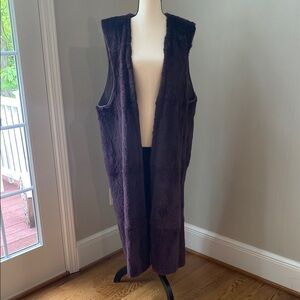 Beautiful soft purple duster coat maxi faux fur lined pockets